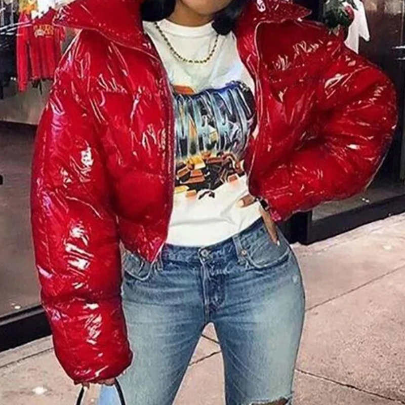 Женская зимняя куртка-пуховик на молнии с длинным рукавом и воротником-стойкой |