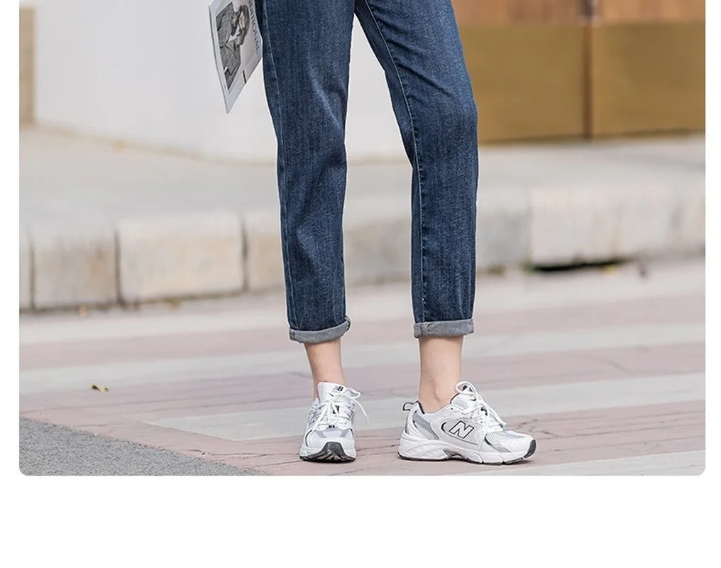 

Jeans Women's Harem Pants Spring New Korean Style Straight Loose High Waist Slim Jeans Woman 2021