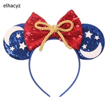 Fashion Star Moon Mouse Ears Headband For Women Girls Party Leopard Hairband Kids Sequin Bow Female Cute 2023 Hair Accessories