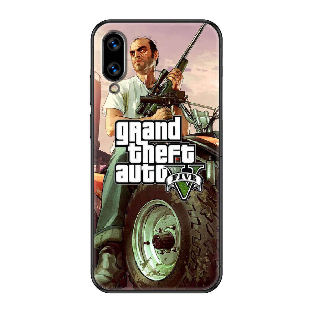 

Game Grand Theft Auto GTA5 Phone case For Huawei Honor Mate 5 7 8 9 10 20 i A X Lite Pro black luxury hoesjes silicone shell