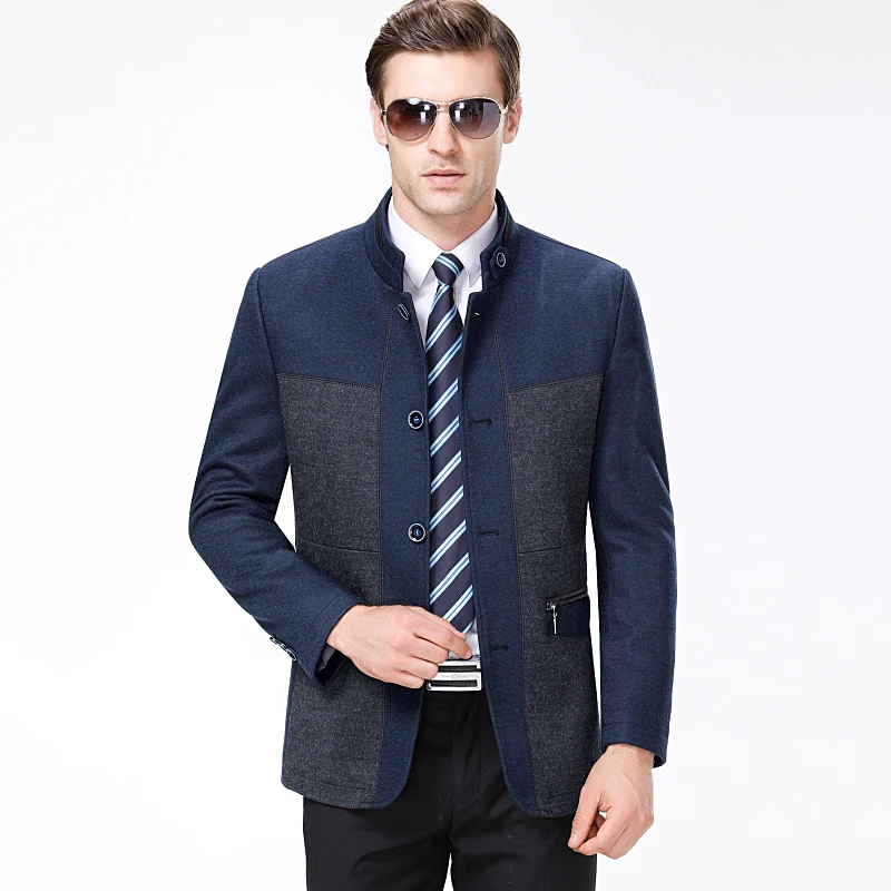 Мужское однобортное пальто из смешанной шерсти шерстяное высокого качества для