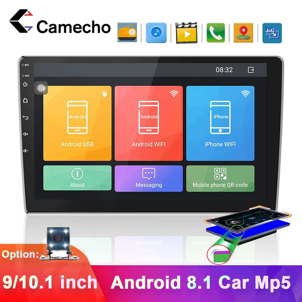 Автомагнитола Camecho 2 din HD сенсорный экран 10 1 дюйма Android Bluetooth автомобильный