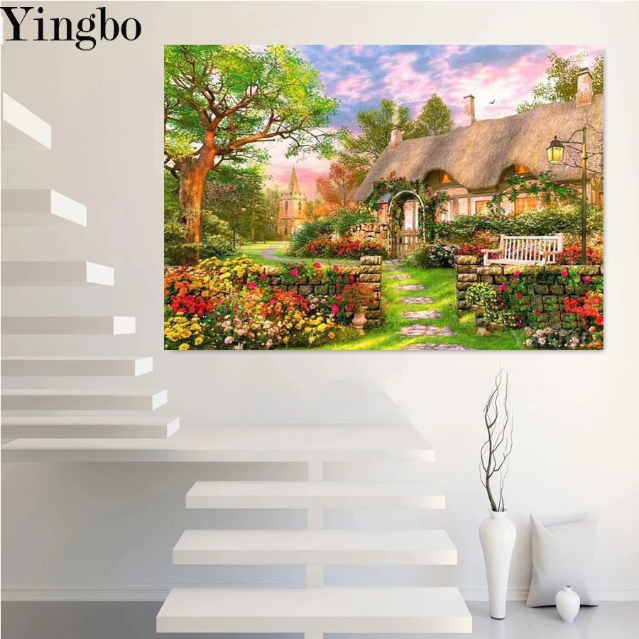 

Village hut scenery Diamond Painting Kits DIY 5D Full Square Diamond Cross Stitch Embroidery Diamond Art Paintings By Numbers
