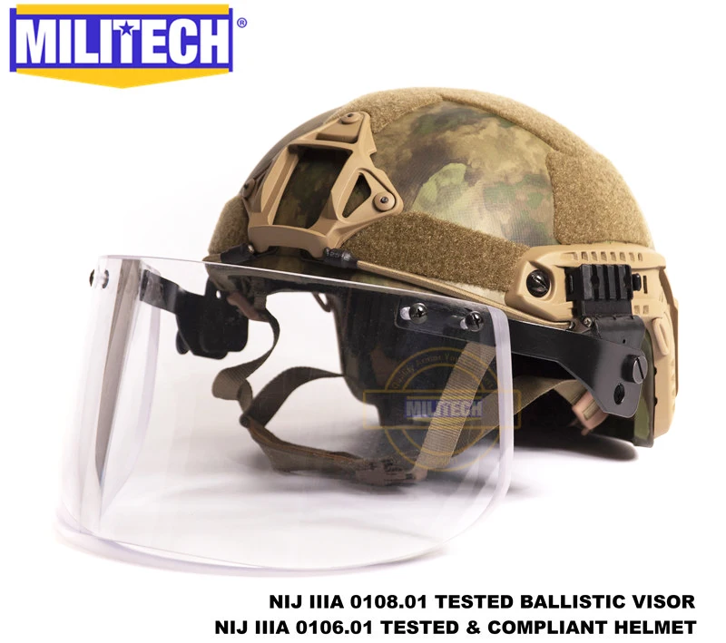 MILITECH Atacs FG Deluxe NIJ IIIA БЫСТРО Пуленепробиваемый Шлем и комплект козырька Дело Лесной Камуфляж баллистический шлем-пуля защитная маска