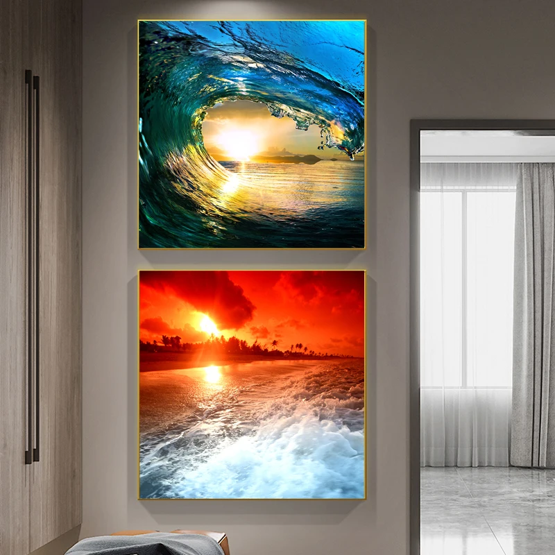 

Canvas Painting Surfing Ocean Sea Waves Wall Art Surfer Poster Print Wall Picture for Living Room Interior Home Decor Cuadros