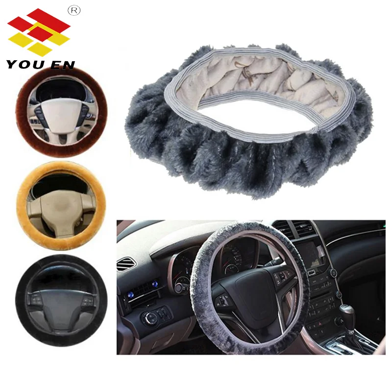 

YOUEN Universal 38cm Warm Plush Winter Car Steering Wheel Cover Elastic Auto Supplies Car Accessories