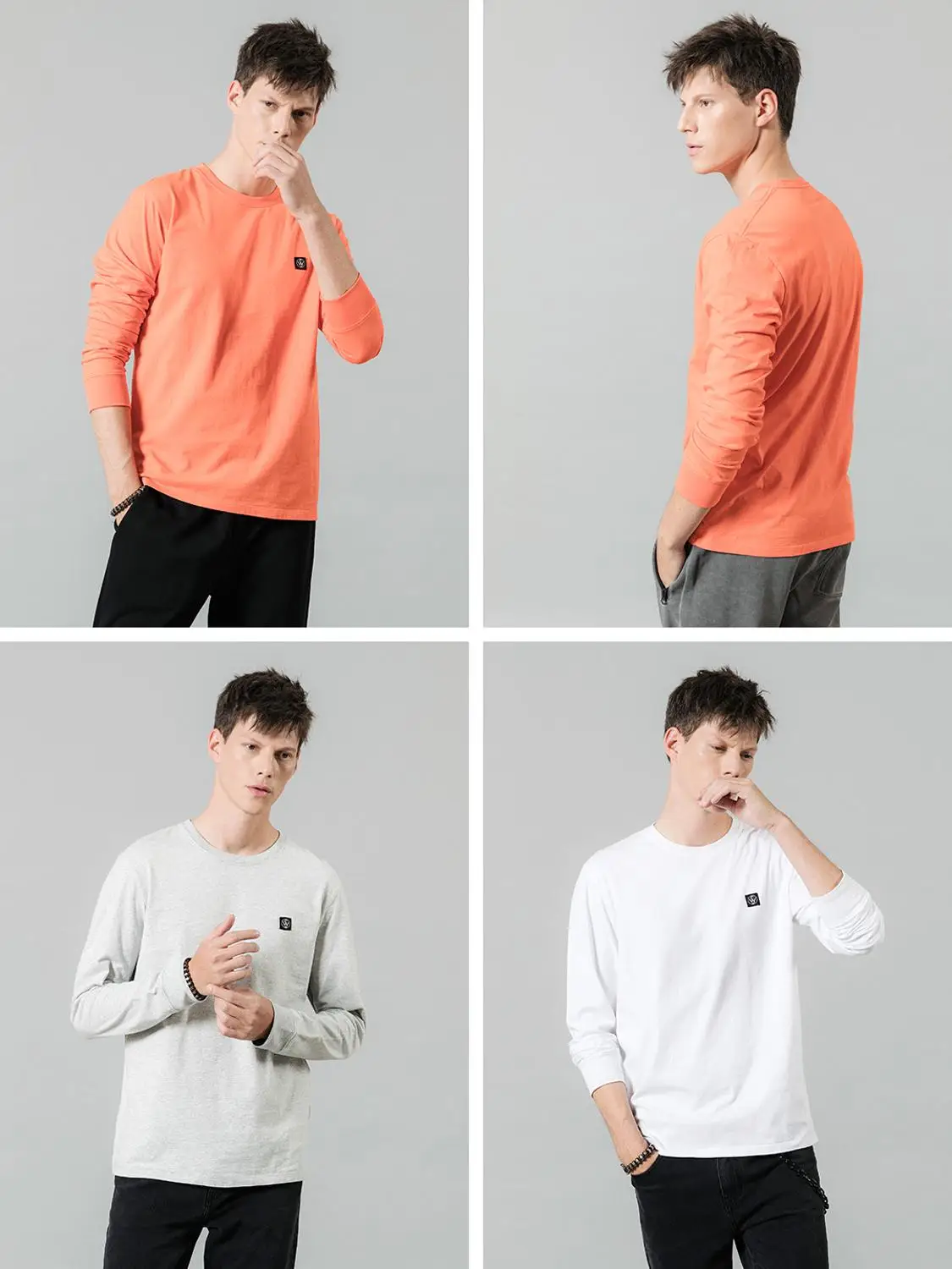 Мужская футболка SIMWOOD осенняя с длинным рукавом повседневная плюс сайз из 100%