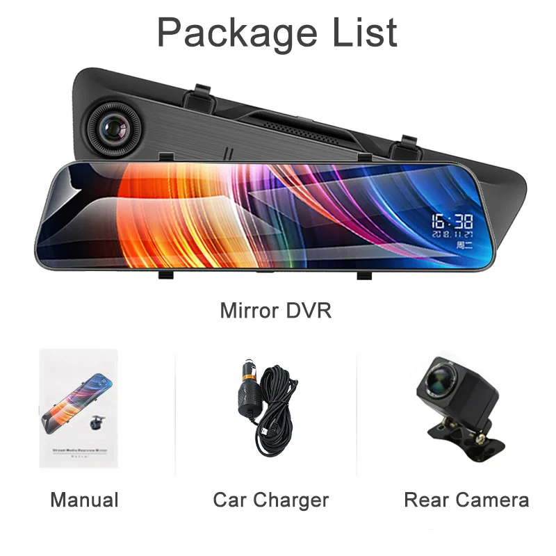 Автомобильный видеорегистратор зеркальный 2K HD камера заднего вида с двумя