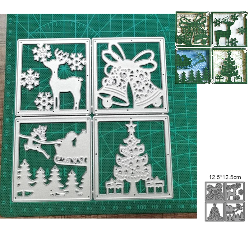 

4pcs/lot Christmas Tree Deer Metal Cutting dies Scrapbook Template DIY Photo Album Card Decoration Embossing Folder Tool
