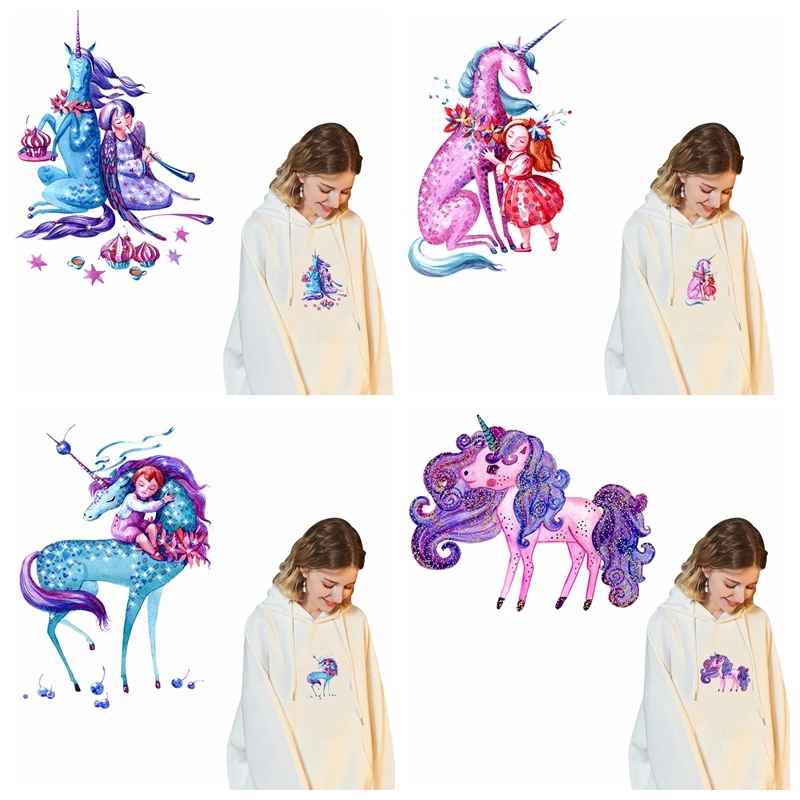 Нашивка Pegasus в полоску с единорогом Термотрансферная наклейка для одежды женская