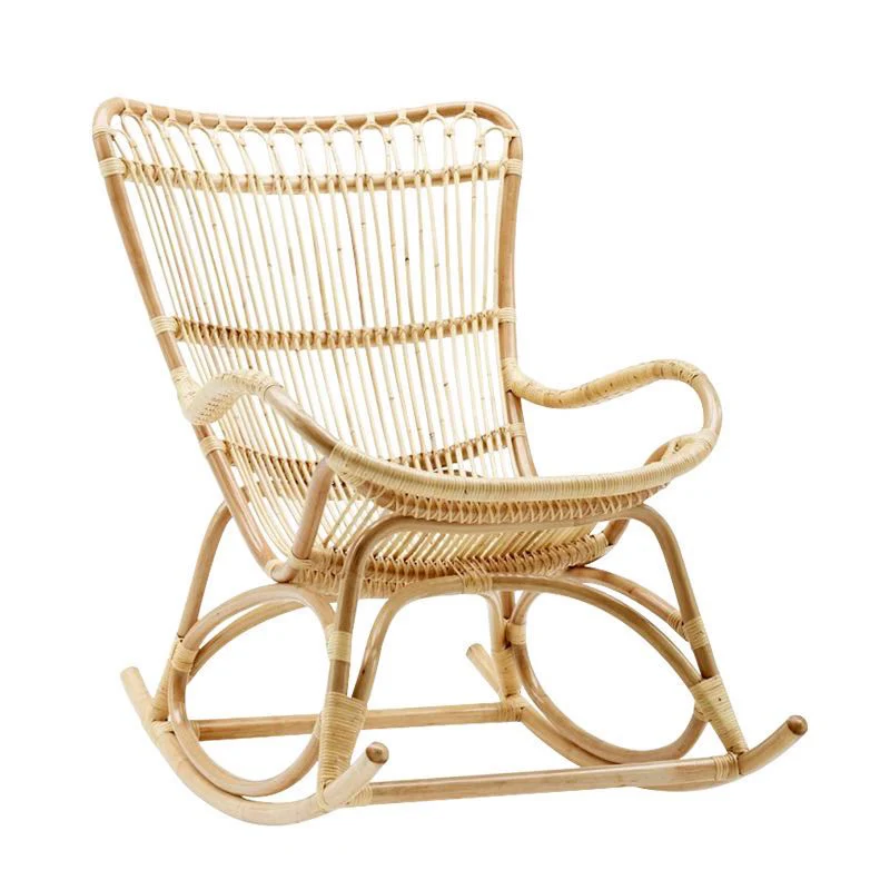 

zq Real Rattan Rocking Chair Adult Recliner Ins Leisure Home Lunch Break Chair Balcony Lazy Bone Chair Backrest Rattan Chair