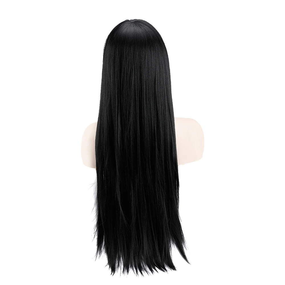 

Cosplay Black Gray Wig for Women Natural Long Silk Straight Hair Wigs With Bangs For Women Girl Heat Resistant Fiber