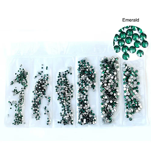 Emerald 1580 шт разноцветные стразы разных размеров без горячей фиксации с кристаллами AB стеклянные плоские стразы для украшения ногтей B1048 - Цвет: Emerald