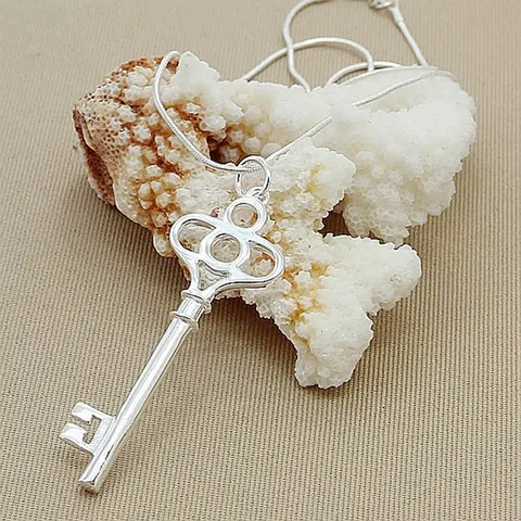 Серебряное ожерелье с подвеской в виде ключа