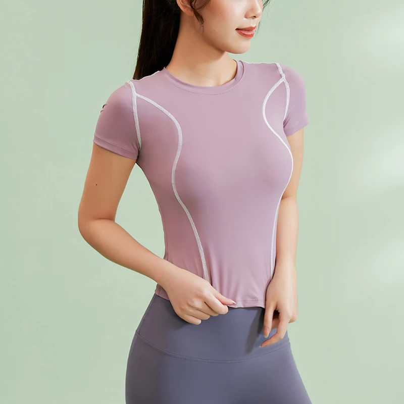 Women Sexy Yoga Top Fitness Clothes Short Sleeve Seamless Sport T Shirts Yoga Shirt Gym Tops Running Active Wear Femme Sport Top