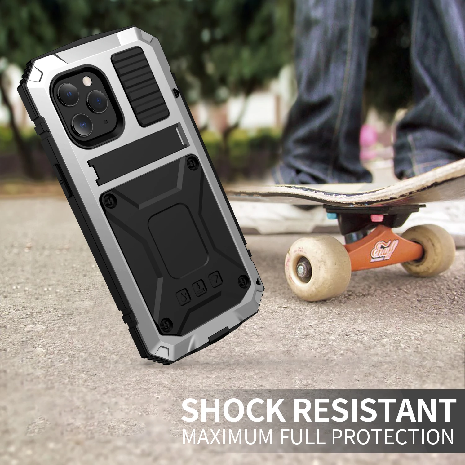 

Luxury 360 Full Rugged Heavy Duty Armor Metal Aluminum Holder Phone Case For iPhone 11 Pro Max Case Shockproof KickStand Cover
