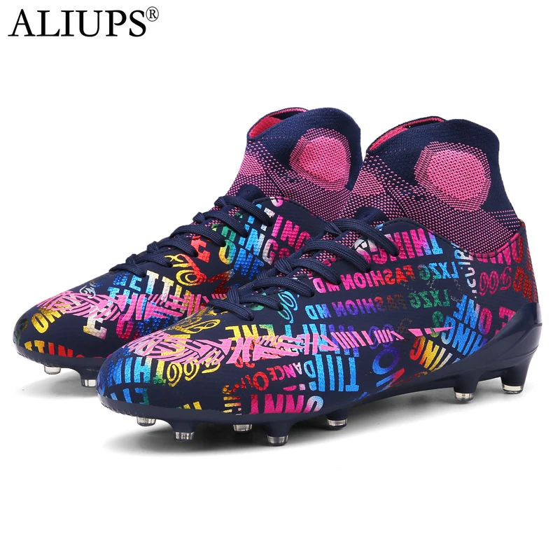 ALIUPS Plus Big Size 33-46 Men AG Football Boots Kids Boys Soccer Cleats Original Turf Soccer Shoes
