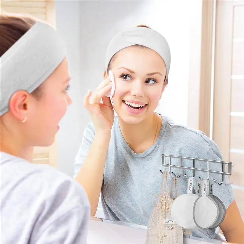 

18pcs Reusable Makeup Removal Pads Puff Facial Care Soft Cotton Cosmetic Remover Pads With Headband Storage Bag For Women Girls