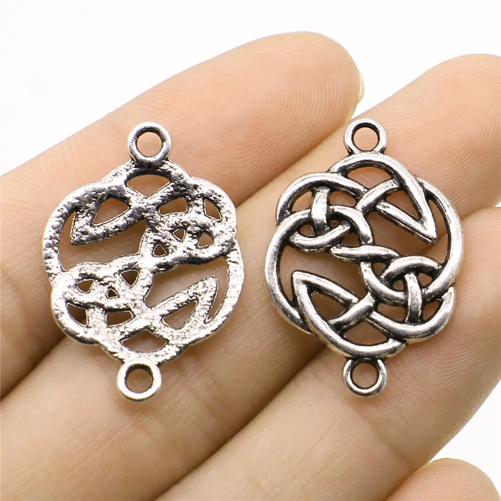 

6 шт./лот соединитель Triquetra Knot Charms коннектор для изготовления ювелирных изделий 20x29 мм античный серебряный цвет аксессуары