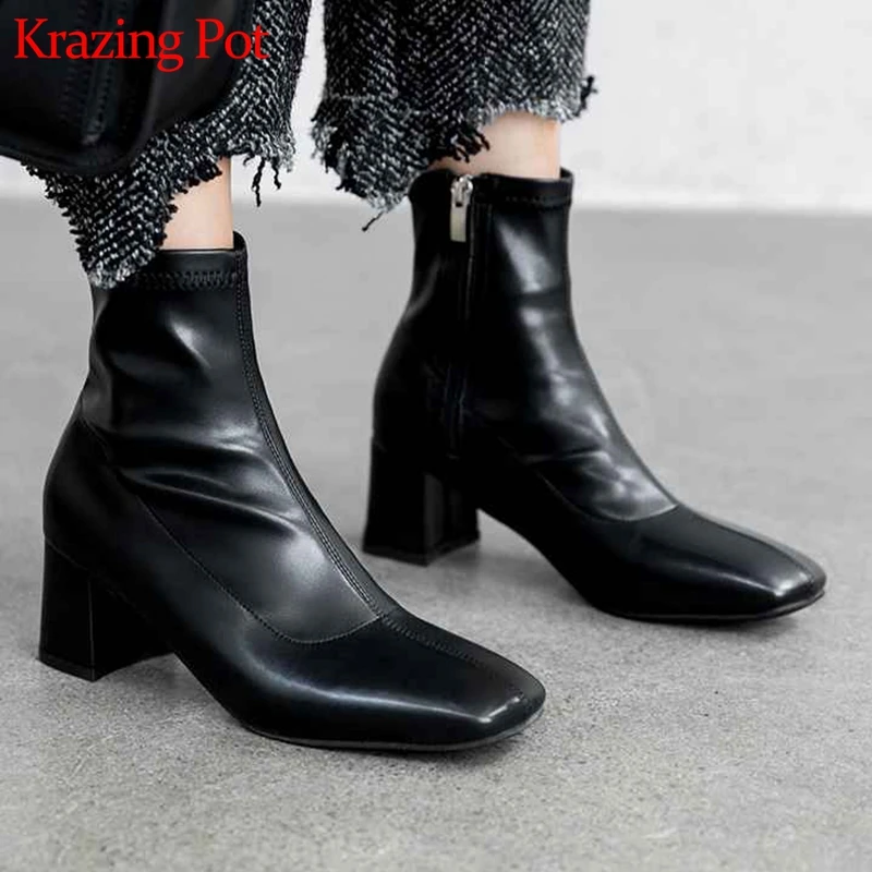 Хит продаж женские ботильоны из микрофибры на толстом высоком каблуке с