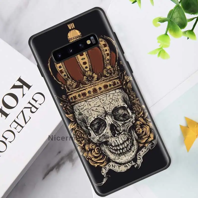 

Skull art Case for Samsung Galaxy S10 S20 FE Ultra 5G S9 Plus S10e Note 20 10 Lite Black Silicone Phone Cover