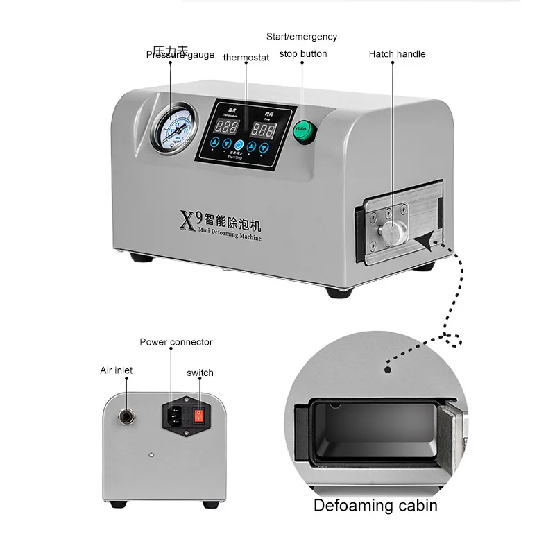 uyue x9 mini defoaming machine autoclave debubble machine for  lcd screen below 7 inches phone bubble removerefurbished free global shipping