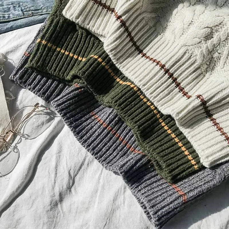 Корейский стиль Осень зима модные толстые теплые мужские свитера обычный