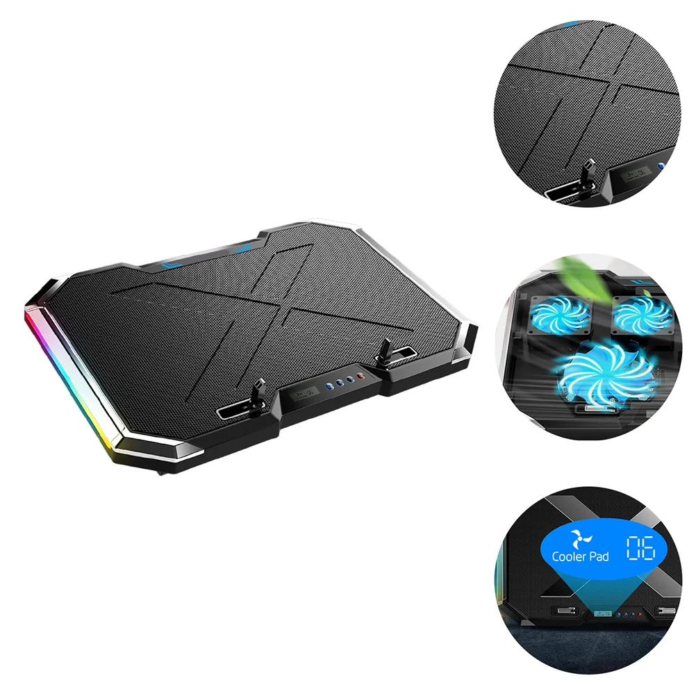 

Laptop Cooler Cooling Pad RGB LED 7-gear Adjustable Laptop Ventilated Support