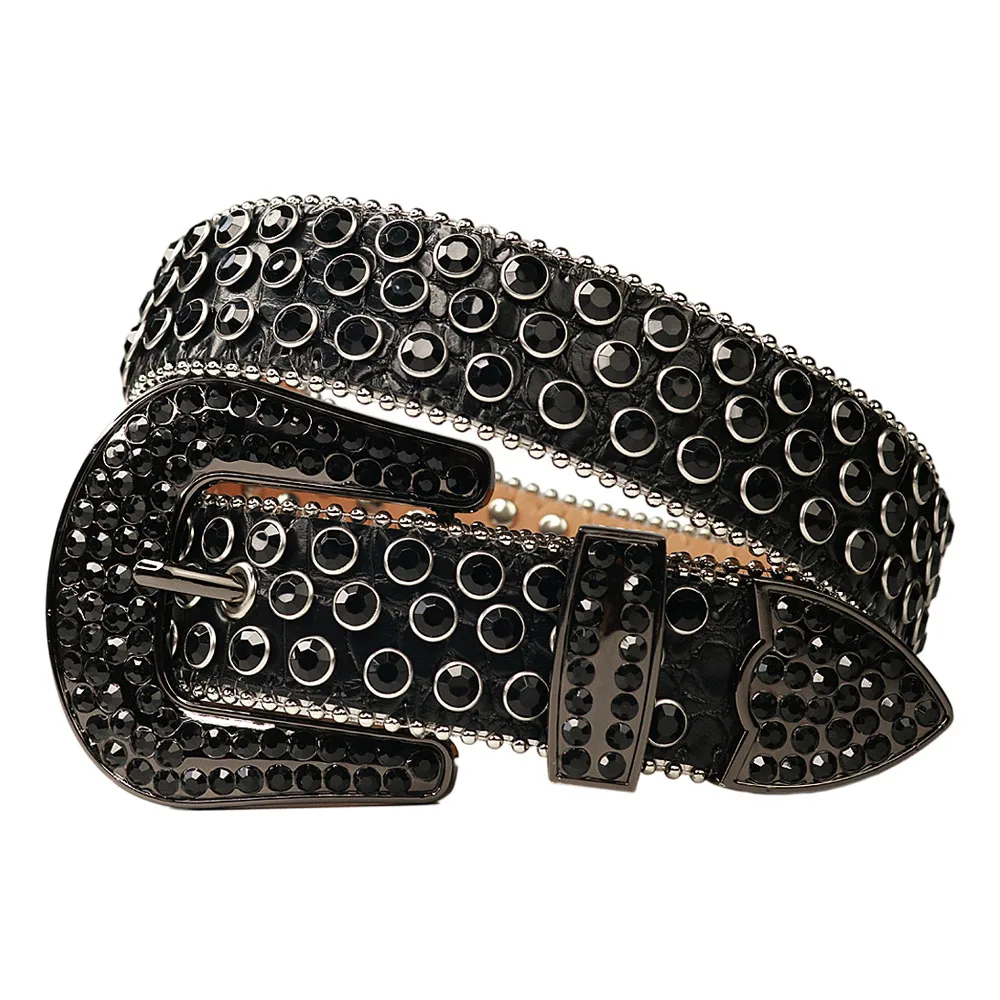 

Western Cowgirl Cowboy Bling Bling Rhinestones Belt Quality Studded Belt For Women Men Fashion Cinto De Strass Ceinture Femme