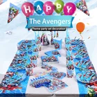 Disney с изображением героев фильма Марвел мстители аниме тематическая вечеринка на день рождения Декорации на день рождения для мальчиков и девочек, Одноразовая посуда для вечеринок Поставки 2A04