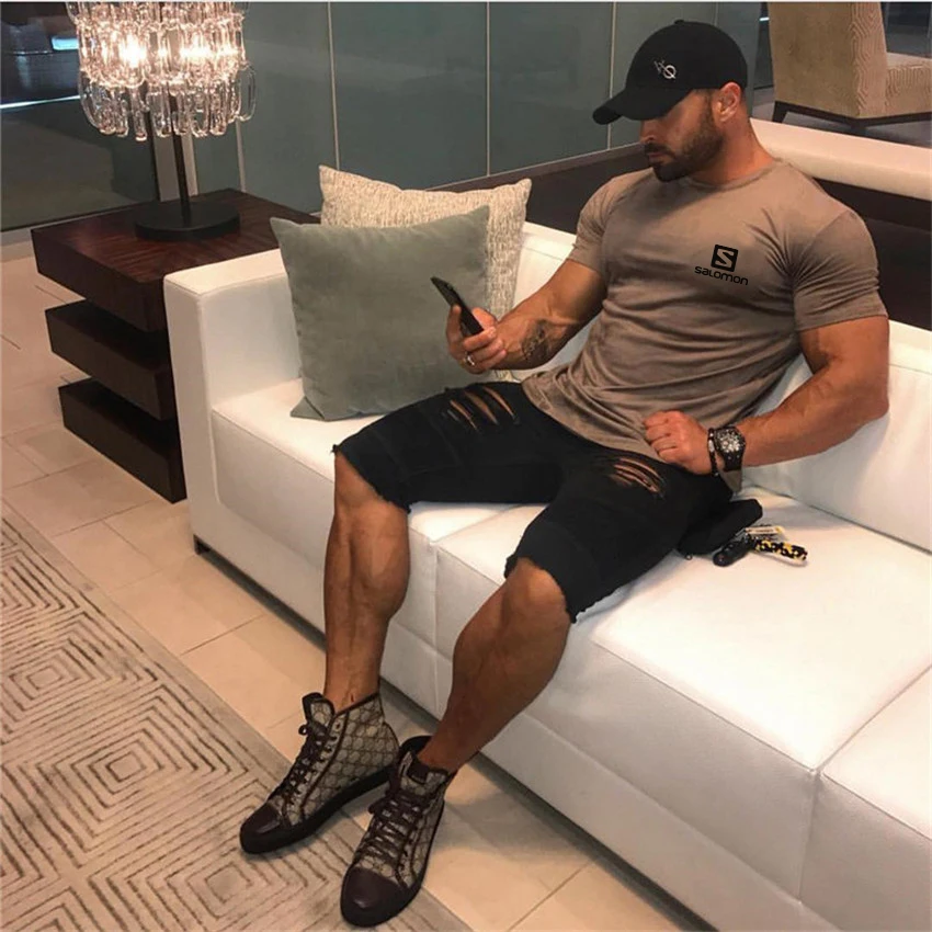 

New sleeve training shirt short shirt fitness exercise shirt cotton shirt