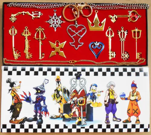 Новинка 13 шт./компл. Kingdom Hearts II брелок ожерелье «Лезвие» кулон+ брелок набор оружия - Цвет: Золотой