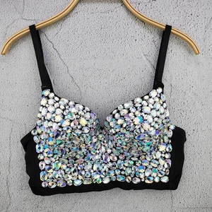 Новый костюм для танцев на Пилоне, бюстгальтер, жилет со стразами, топ для диджеев, ГОГО-рейв, Европейское нижнее белье для певиц, для клуба, женская одежда 992