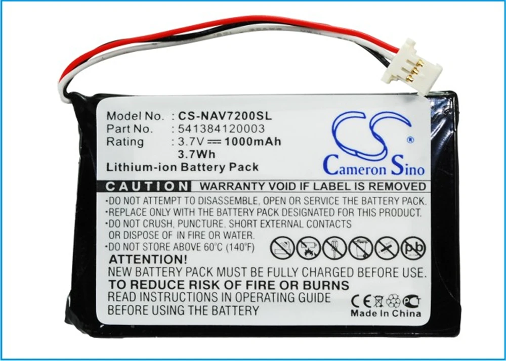

Cameron Sino 1000mAh Battery for Navigon 72 Easy, 72 Plus Live,541384120003, GTC39110BL08554, JS541384120003