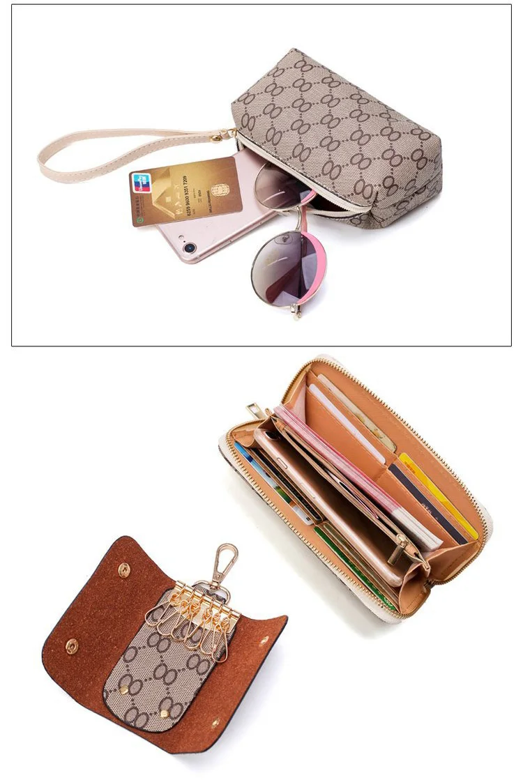 Autumn New Fashion Women's Bag 6 Piece Set Plaid Bag Lady Slung Hand Bag Shoulder Messenger Composite Bag