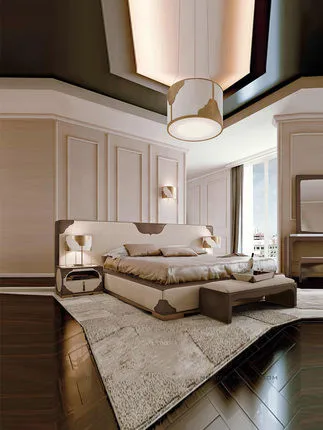 

Hot sale 2021 creative style Modern light luxury double bed bedroom cowhide