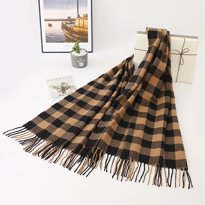 

Новинка 2020, классический Фирменный шарф, шотландский клетчатый мужской и женский зимний шарф, теплый шарф, модный Повседневный Шарф из иску...