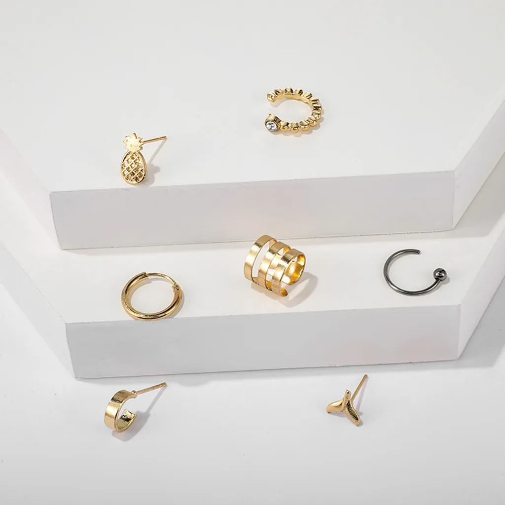 Женские креативные Серьги-гвоздики с пористым хвостом 7 шт. | Украшения и