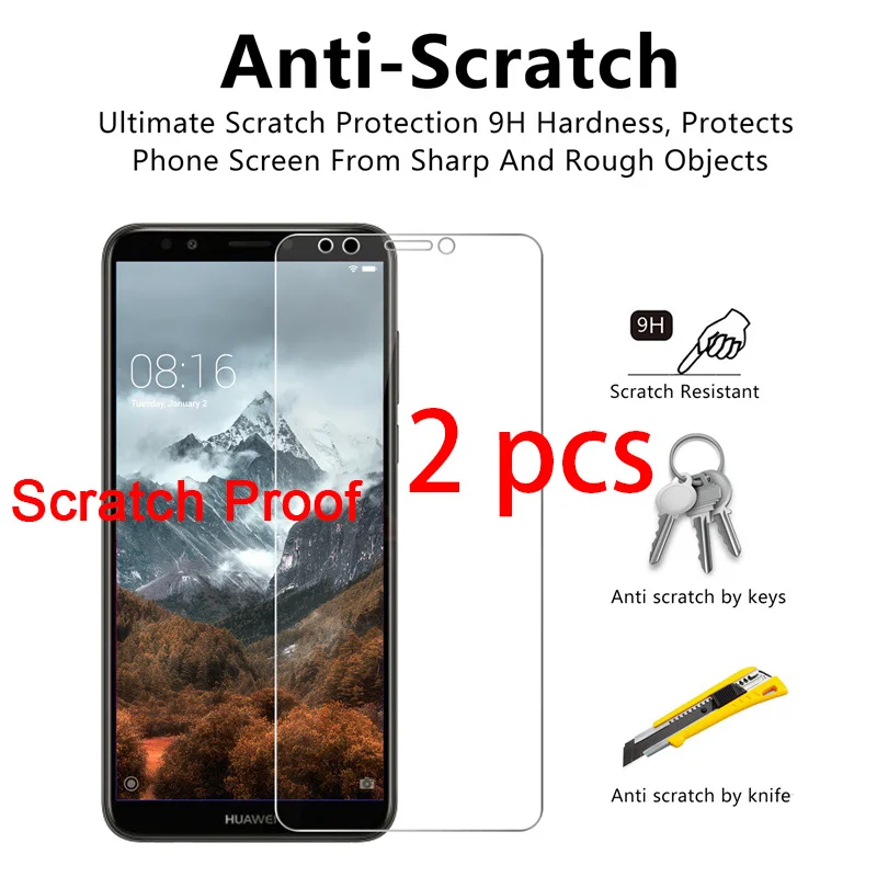 

2pcs! Toughed 9H HD Protective Glass for Huawei Y7 Prime Y6 Pro Y5 Lite Y3 Tempered Glass Screen Protector on Huawei Y6 Y5 Y3 ii