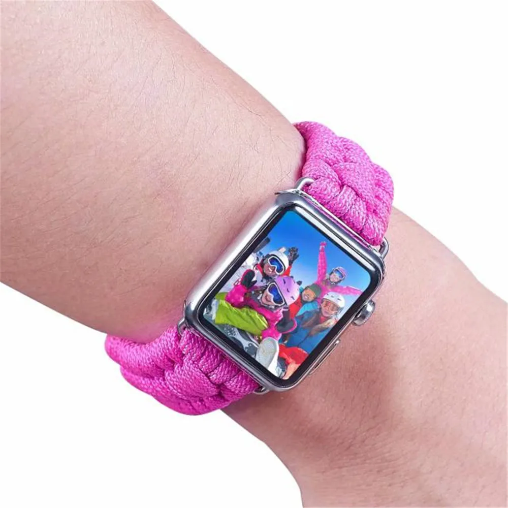 Спортивный тканый браслет из нейлоновой веревки для Apple Watch 38 мм 42 мм 40 мм 44 мм для iWatch 5 4 3 2 1