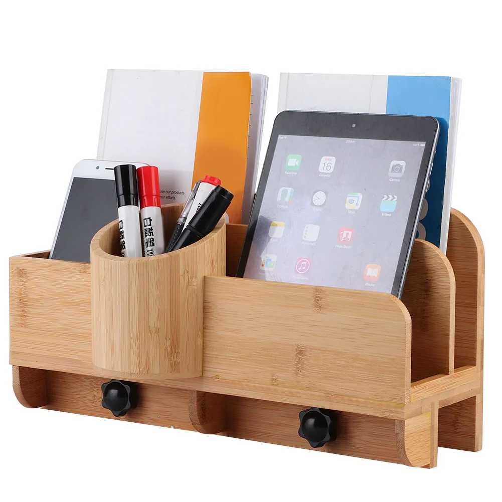 Бамбуковая коробка для хранения стола многофункциональная стационарная