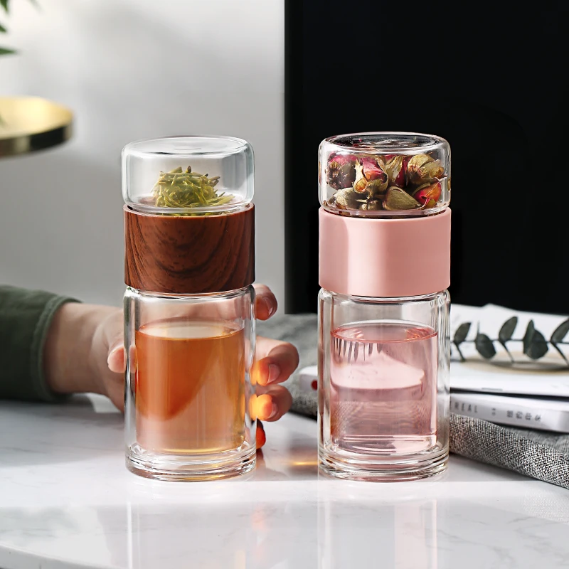 Стеклянная бутылка для чая бутилированной воды с фильтром двухслойный фильтр