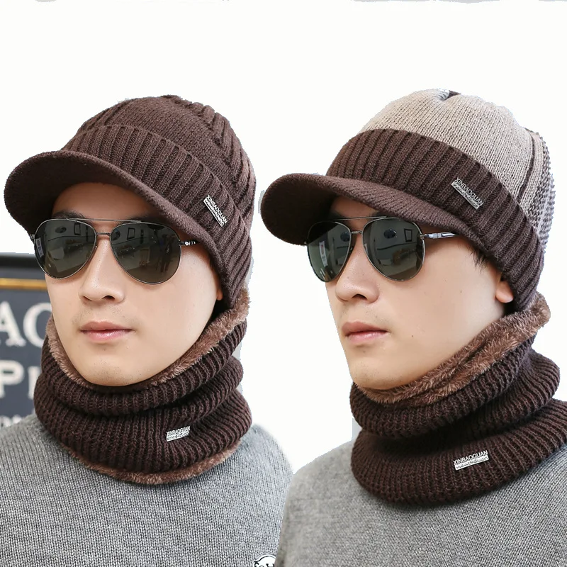 

Autumn And Winter Men's Woolen Hats Plus Velvet Thick Wool Blend Knitted Bib Headgear Plus Velvet Warm Earmuffs