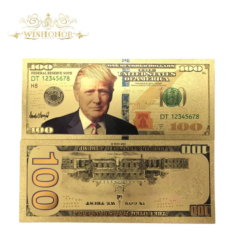 600 шт./лот цветные банкноты США 100 долларов 24K позолоченные поддельные деньги в