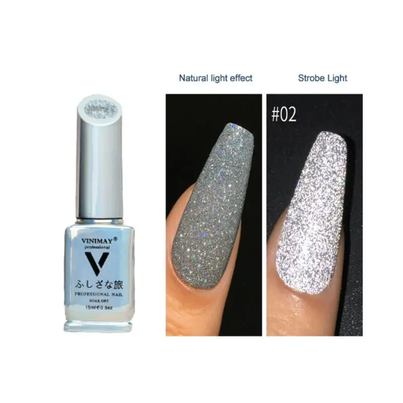 

Fashion 15ml Nail Gel Reflective Flash Semi Permanent Nail Polish Soak Off UV Gel DIY Nail Art Varnish Easy To Operate TSLM2