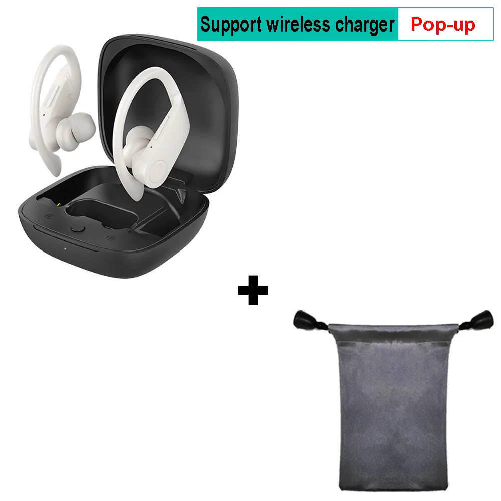 Pop wireless add Bag B10 True TWS беспроводные наушники Bluetooth 5,0 спортивные наушники с Ушными крючками водонепроницаемые наушники Беспроводная зарядка стерео гарнитура PK Q62 - Цвет: Pop wireless add Bag