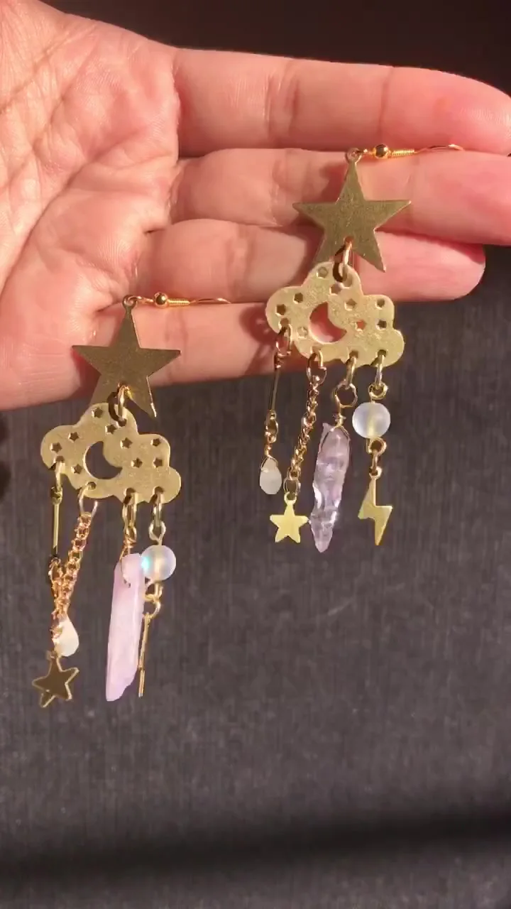

Cloud with Lavender Quartz Earrings, Hypollergenic, Wanderlust Jewelry