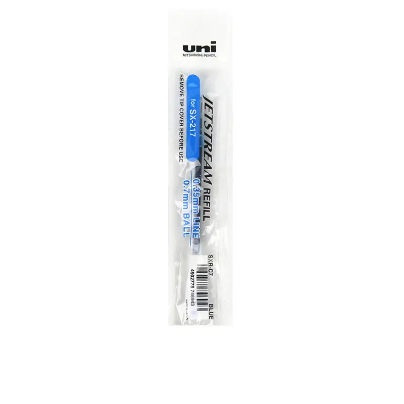 0.7mm 1 blue refill 1 шт UNI SX-217 шариковые ручки JETSTREAM Средняя Ручка 0,7/1,0 мм сменный стержень ультра гладкие школьные принадлежности канцелярские принадлежности - Цвет: 0.7mm 1 blue refill