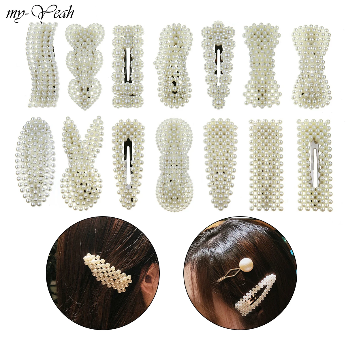 13 видов стилей Модные металлические жемчужные заколки для волос цветочные