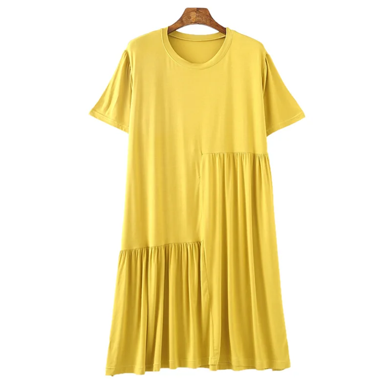 2021 New Modal Short-sleeved Dress Female Summer Large Size Loose Thin Nightdress Casual Skirt Bottoming Long Skirt